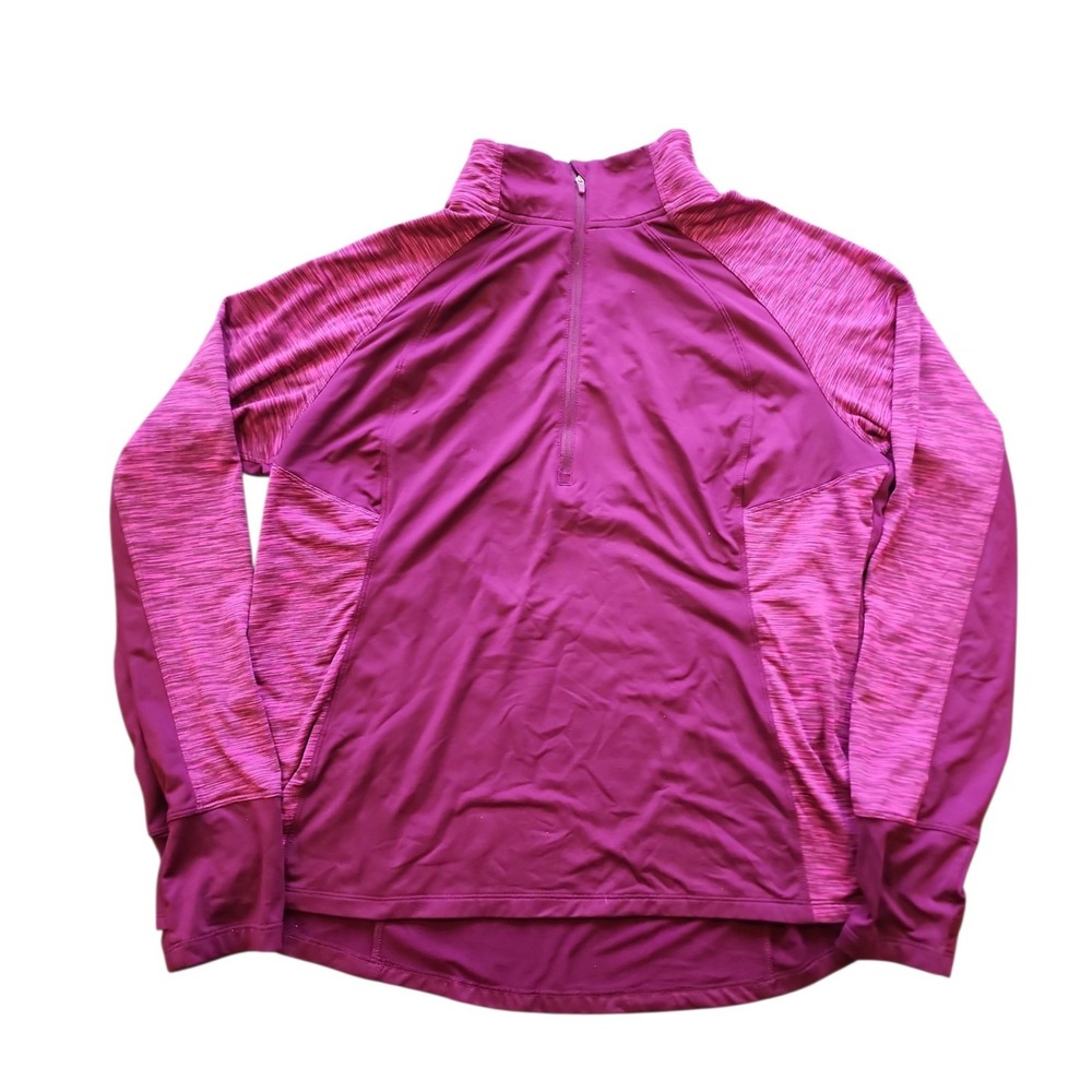 Womens Quarter Zip Pullover Athletic Long Sleeve Berry Purple Space Dye Top